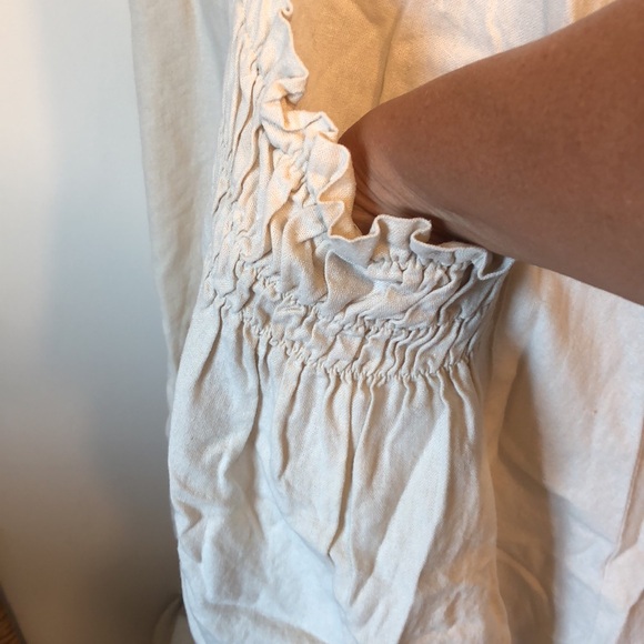 FOR CYNTHIA-LINEN Blend Creamy Tan Button Front Tunic Vest Blouse Top- XL/14/16 - Picture 6 of 10